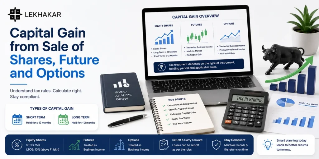 Capital gain from sale of shares, futures and options