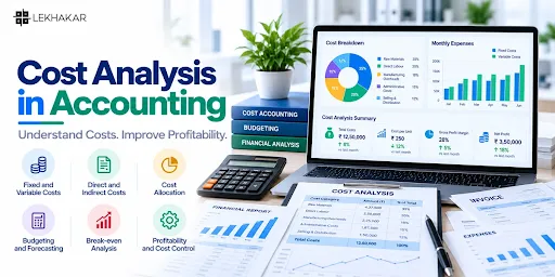 Cost analysis in accounting showing cost breakdown, budgeting, and profitability